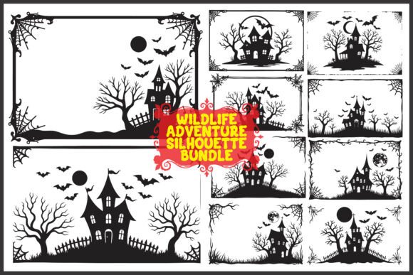 Download Haunted House Halloween Silhouette Bundle - Premium Bundle
